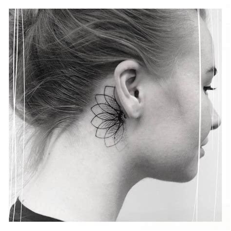 mandala tattoo dotwork|mandala tattoo behind ear.